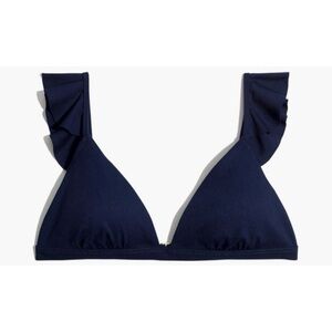 NWT MADEWELL Ribbed Ruffle-Strap Bikini Top in Bengali Indigo